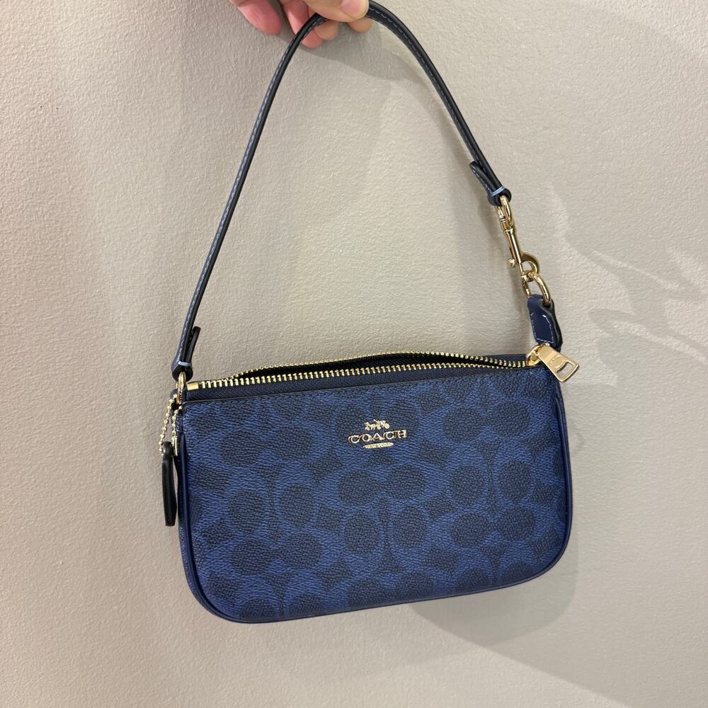 New‼️Coach Nolita 19 In Signature Canvas CW426 Gold/Navy